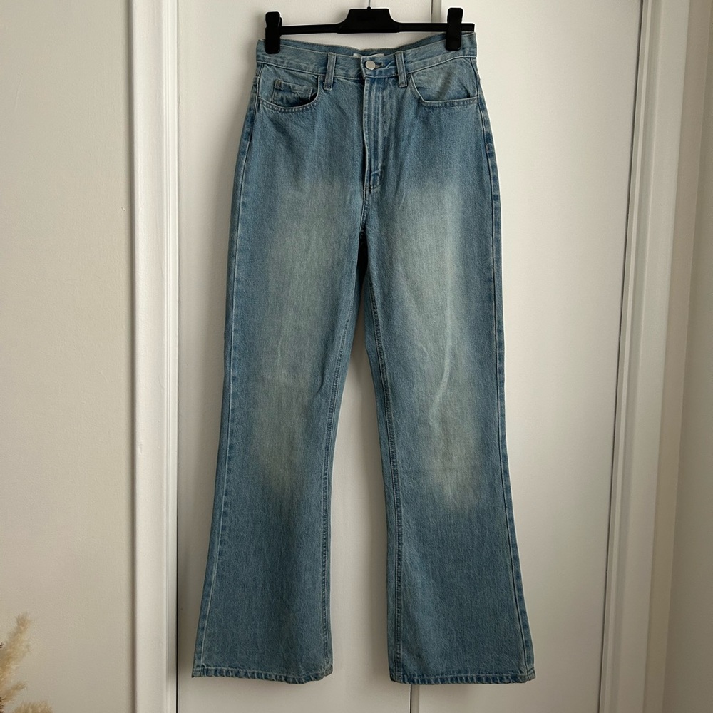 Oak + Fort mid-rise long length jeans